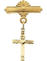 Baptismal Brooch with Cross in 14k Yellow Gold