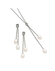 Freshwater Cultured Pearl Knot Necklace and Earring Set