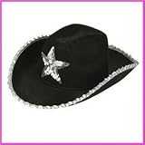 Felt Black Cowboy Hat with Silver Star [Health and Beauty]