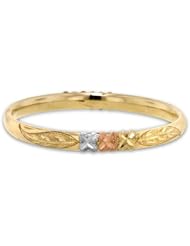 Children / Teen 14K Tri-Color Gold Hollow Bangle 5.3mm Wide