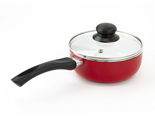 Hale and hearty Cooking Ceramic Sauce Pan and Nonstick Saute Pan 1.5 Quart (Red)