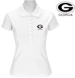 NCAA Georgia Bulldogs Ladies White Remarkable Short Sleeve Polo