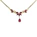 10k Gold 16" Herringbone Chain Stone Necklace, w/ 1.00 Total Carat Pear & Marquise Cut Ruby Stones, & Brilliant Cut Diamonds