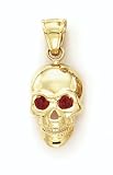 14K Skull Pendant w/Red CZs - GH14790