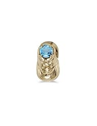 10k Yellow Gold Round Blue Topaz Baby Bootie Pendant (chain NOT included)