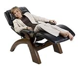 PC-075 Power Electric Recline Perfect Zero Gravity Chair Recliner Walnut Wood with Black Leather by Human Touch