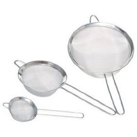 Three Stainless Steel Fine Mesh Sieves Round