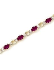 14k Yellow Gold Natural Ruby And Diamond Tennis Bracelet