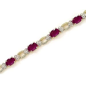 Open Link 14kt Yellow Gold Diamond and Ruby Bracelet by