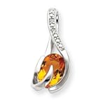 14k White Gold Citrine and Diamond Pendant - JewelryWeb