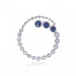 Sapphire & Diamond Journey Circle of Love Pendant in White Gold