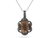 31WqhE87B L. SL160  Smokey Quartz and Black Diamond Royal Pendant in Sliver