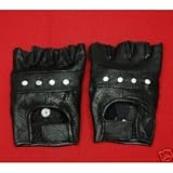 BLACK LEATHER FINGERLESS GLOVES SIZE SMALL UNISEX WHEELCHAIR USE BIKER