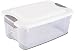 Sterilite 19848006 18-Quart Ultra Storage Box, White Lid See-Through Base with Titanium Latches, 6-Pack