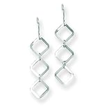 14k White Gold Triple Square Dangle Wire Earrings