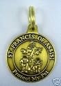 St. Francis of Assisi Protect My Pet Antique Brass 1" Round Pet Medal / Pet Tag