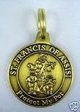 St. Francis of Assisi Protect My Pet Antique Brass 1 Round Pet Medal / Pet Tag