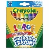 Binney and Smith Large Washable Crayons, Assorted Colors, Box of 8