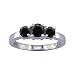 3 CT 3 Stone Black Diamond Ring Sterling Silver (Available In Sizes 6 - 10)