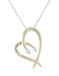 XPY 10k Yellow Gold Diamond Duo Heart Pendant Necklace (.05cttw, I-J Color, I2-I3 Clarity), 18"