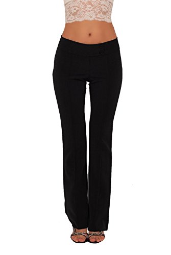 Women's Formal Career Fitted Knit Double Button Textured Long Pants