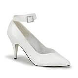 4 Inch Wide Width Pump Shoes High Heel Shoes With Ankle Strap White Patent