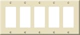 Combination Switch & Outlet Plates: Leviton Combination Wallplate, 5-Gang Decora, Almond
