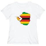 T-Shirt Womens White   Zimbabwe - Country Map Color Simple  Countries Large