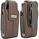 Blackberry Brown Leather Vertical Pouch With Belt Clip For Pearl 8100