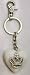 Beautiful Jeweled Keychain with Clip- Large White Heart with Jeweled Crown