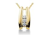 0.30CTW Bar Set Diamond Three Stone Pendant in 14k Yellow Gold