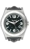 Gucci Pantheon Black Leather Black Dial Men's Watch #YA115229