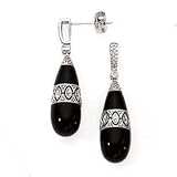 14k White Gold, Diamond & Onyx Fancy Teardrop Earrings (0.01ctw) 31WsA7dfy0L. SL160 14k White Gold, Diamond & Onyx Fancy Teardrop Earrings (0.01ctw)
