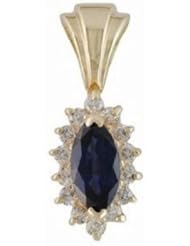 14K Yellow Gold Sapphire and Diamond Pendant -- LIFETIME WARRANTY