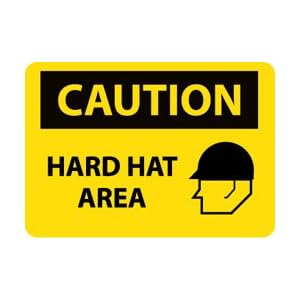 C666RD - Caution Hard Hat Area Graphic 20" X 28" .050" Rigid Plastic