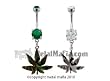 DANGLING CAMOUFLAGE POT LEAF BELLY RING BNAHPC1CL- CLEAR