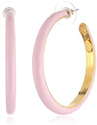 Kenneth Jay Lane Pink Enamel Hoop Earrings