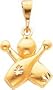 10K Yellow Gold Bowling Pins & Ball Charm Diamond Cut