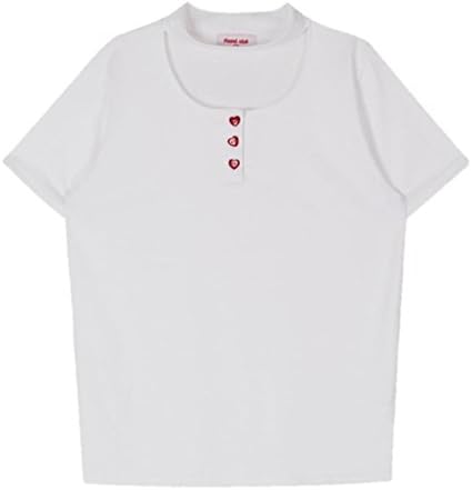 Mixxmix HEART CLUB Choker Neck With Heart Buttons Top One Size WHITE