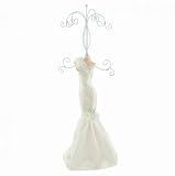 Bridal Gown Jewelry Stand White Rose - 17"H