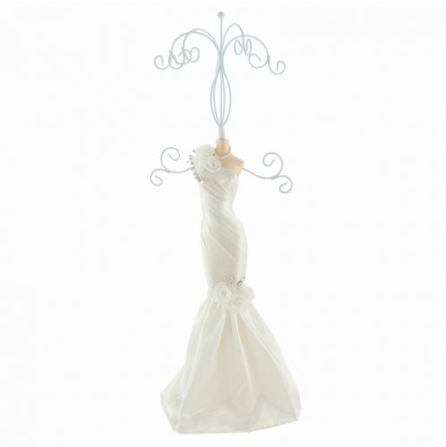 Bridal Gown Jewelry Stand White Rose – 17″H
