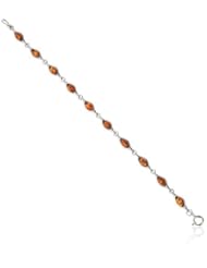 Sterling Silver Honey Amber Marquise-shaped Bracelet