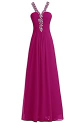 Crystal Crystals Backless Natural   Waistline Chiffon Prom Dress/Wedding Dress 