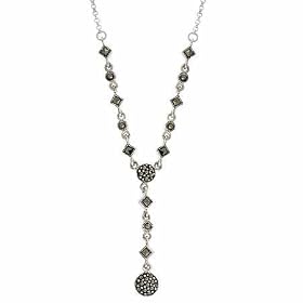 Sterling Silver Genuine Marcasite Stone Rolo Link Y Necklace by SilverSpeck.com