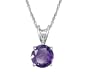 Sterling Silver 8mm Round Amethyst Pendant with Light Rope Chain Necklace, 18"