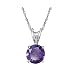 Sterling Silver 8mm Round Amethyst Pendant with Light Rope Chain Necklace, 18"