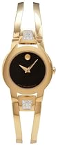 Movado Women's Amorosa Gold-Plated Diamond Accented Bangle Bracelet Watch #0604984