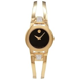 Movado Women's Amorosa Gold-Plated Diamond Accented Bangle Bracelet Watch #0604984