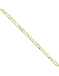 14k Yellow Gold 7in 3mm Concave Open Figaro Chain Bracelet. Metal Wt- 2.47g