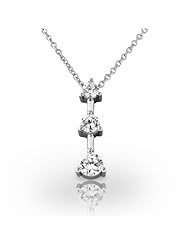 Platinum Classic Graduated Diamond Pendant with Three Round Brilliant Diamonds. 1 CTW